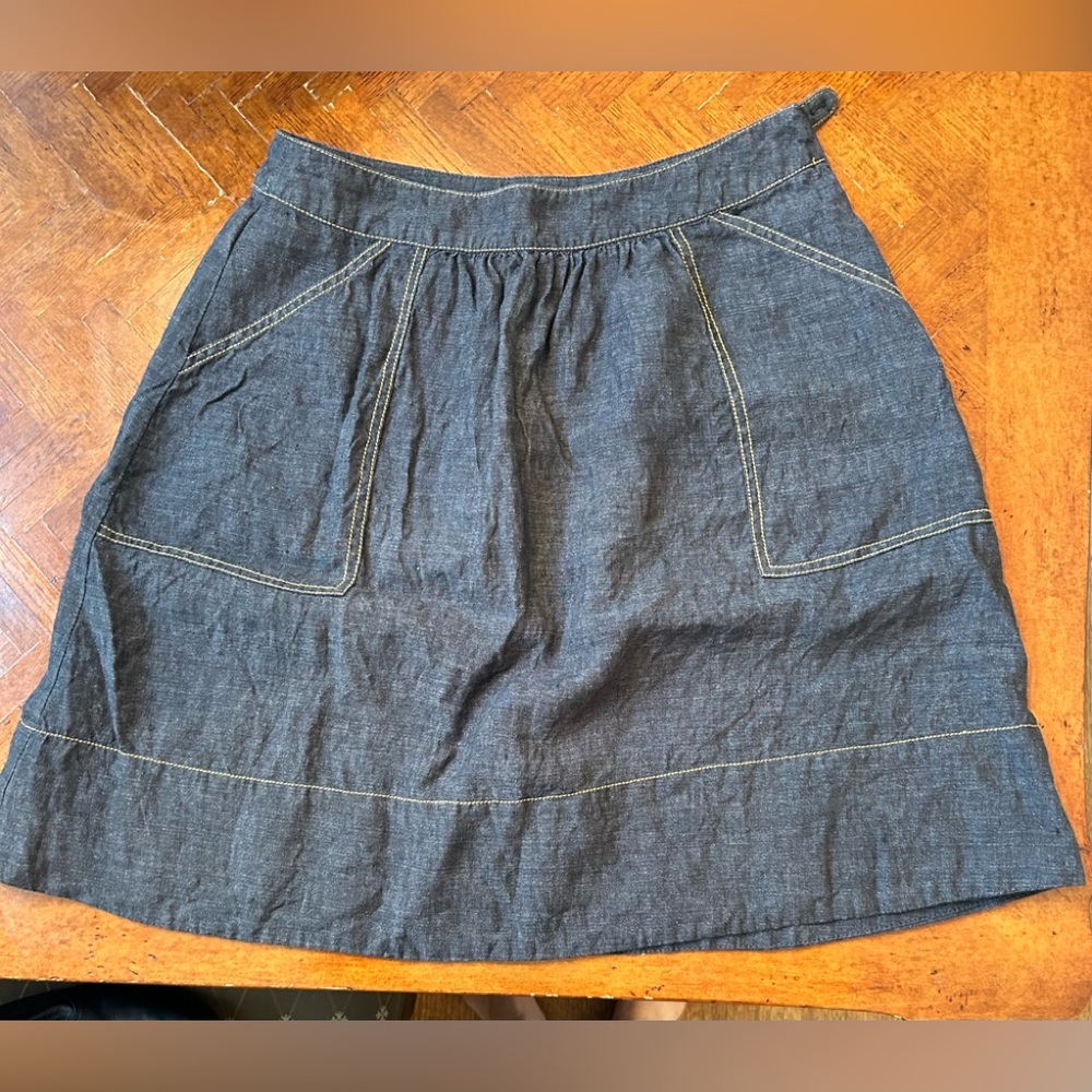 Eileen Fisher, Blue Denim, Linen, Skirt, XS - Picture 2 of 7